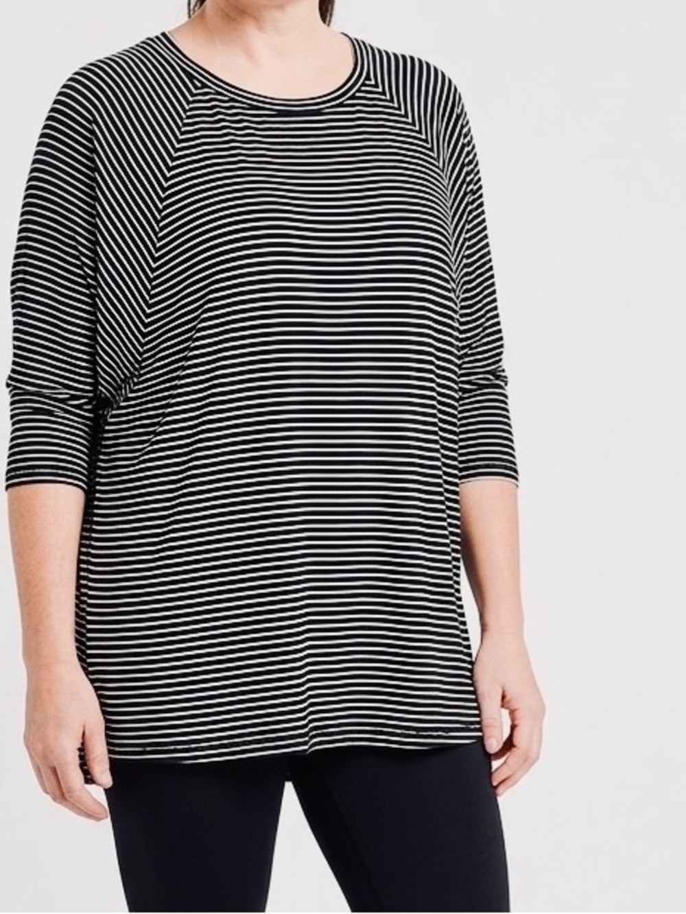 RAE MODE Black & White Stripe Loose Fitting Oversized Tunic Top